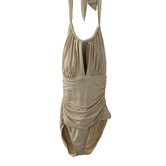 Kenneth Cole New York Other - Kenneth Cole Tummy Toner One Piece Nude Swimsuit Sz L New With Tags Halter Top